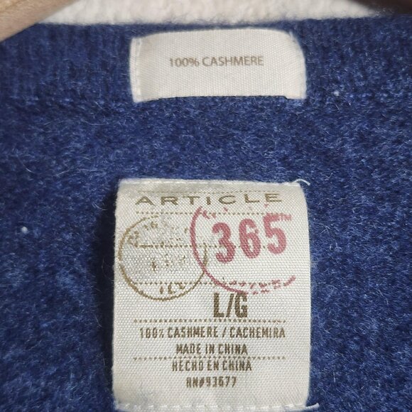 Article 365 Sweater Womens Large Blue 100% Cashmere V Neck Soft Knit Pullover - Picture 3 of 8